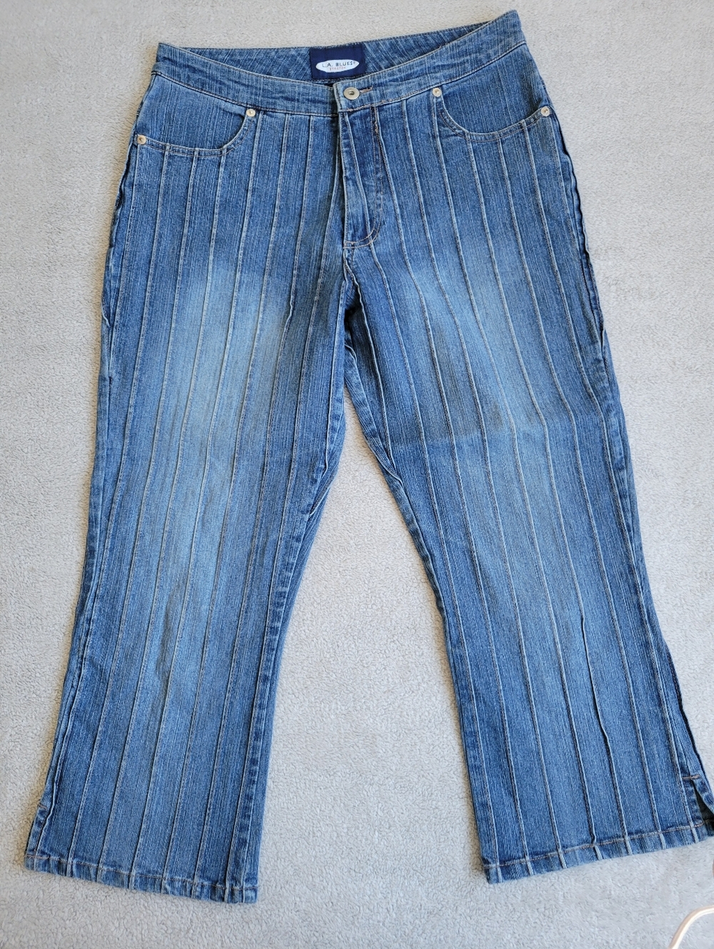 L.A. Blues Blue Pinstripe Cropped Jeans